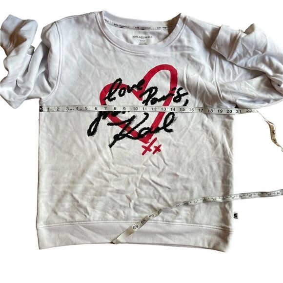 KARL LAGERFELD PARIS Women White Love From Paris Sweatshirt Size M - Picture 6 of 7